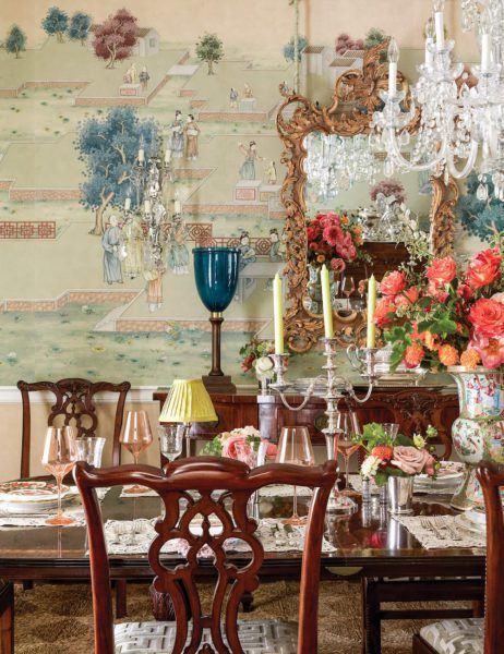 Blaire Murfree Blue Hurricane Candle Holder- new trad dining room- via Flower Magazine