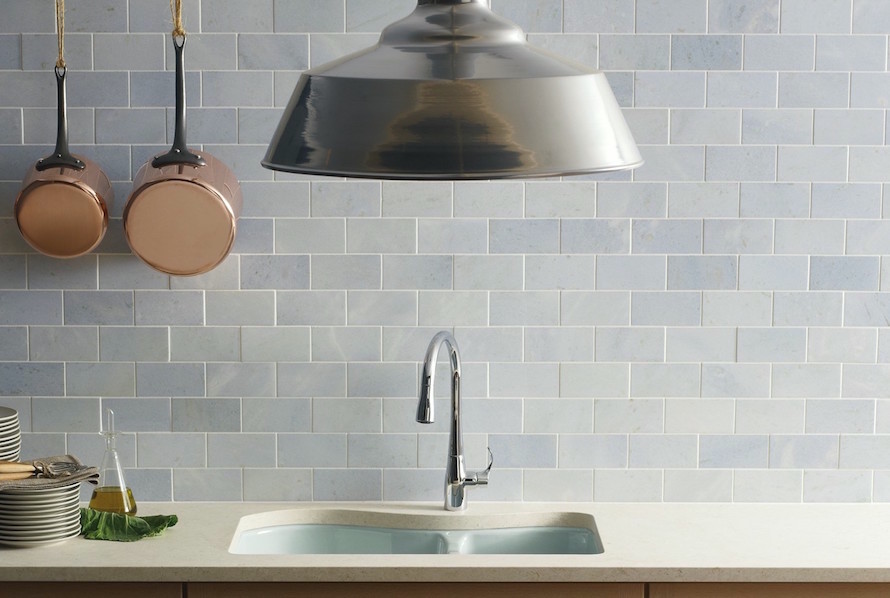 Blue Celeste subway tile by Walker Zanger