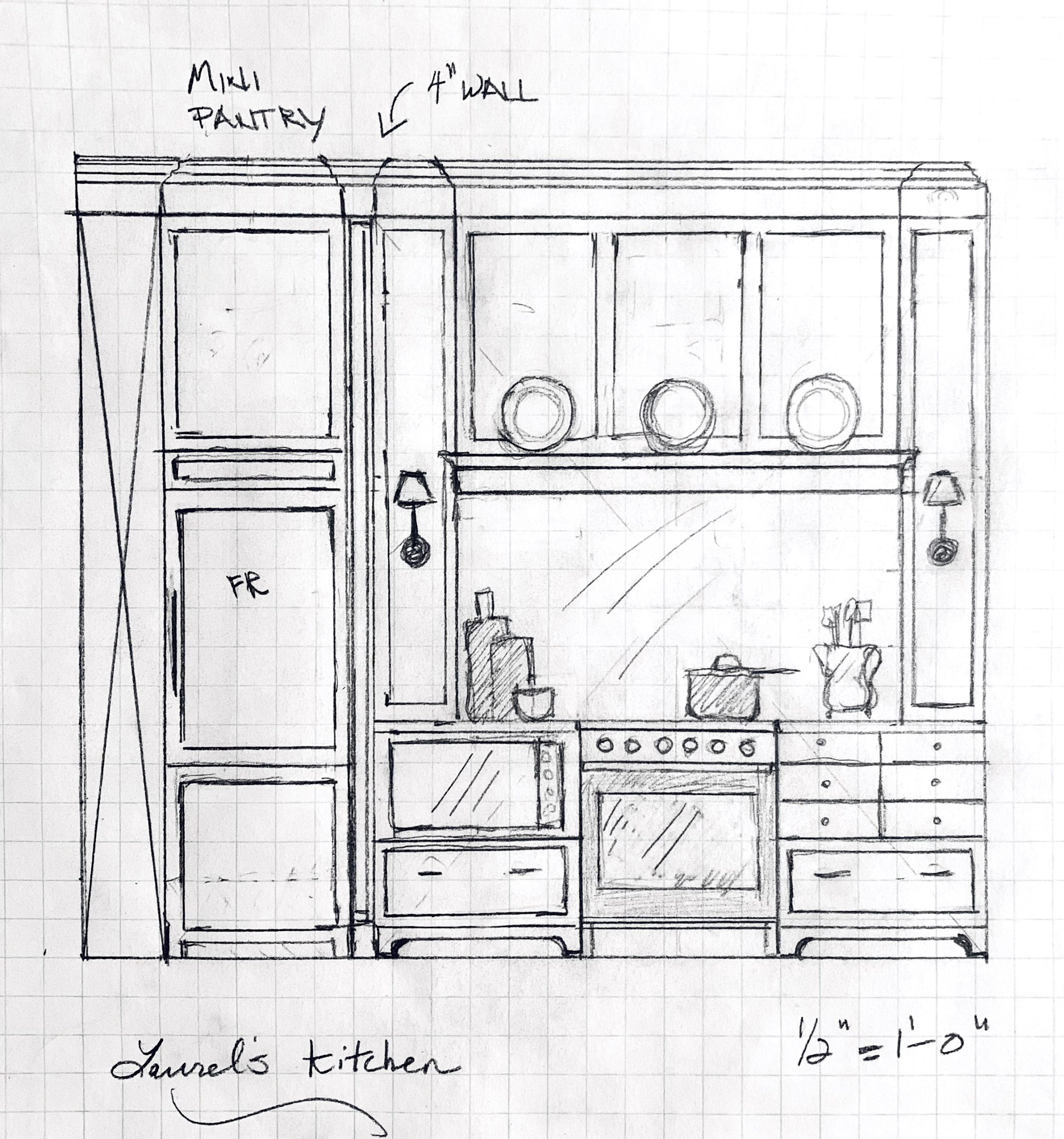 Brownstone kitchen design - range elevation