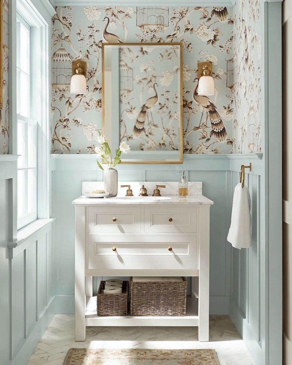 Corrected - Pottery Barn cool blue and white bathroom