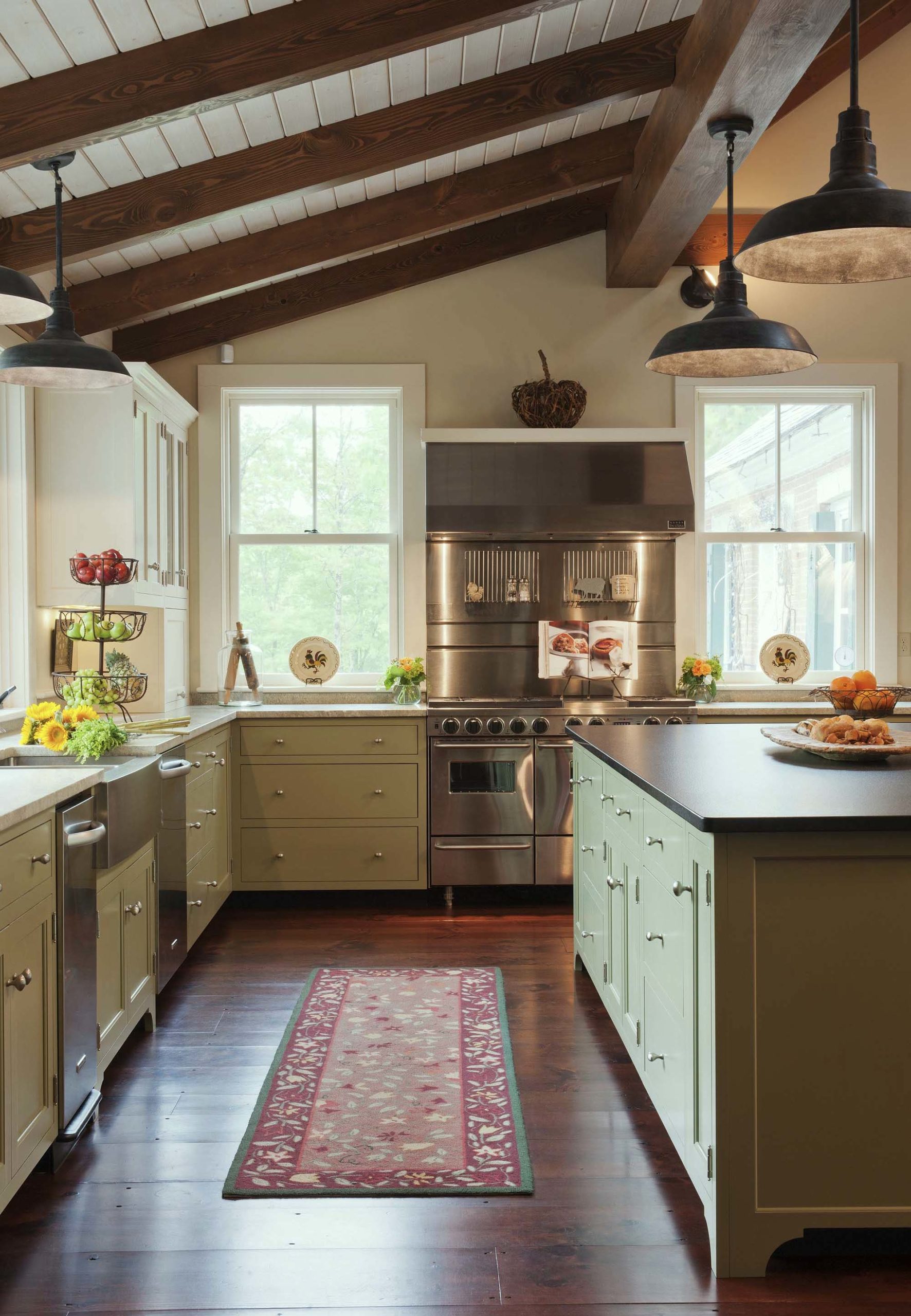 Crown Point Custom Cabinetry - lovely olive green kitchen -best kitchen cabinet company