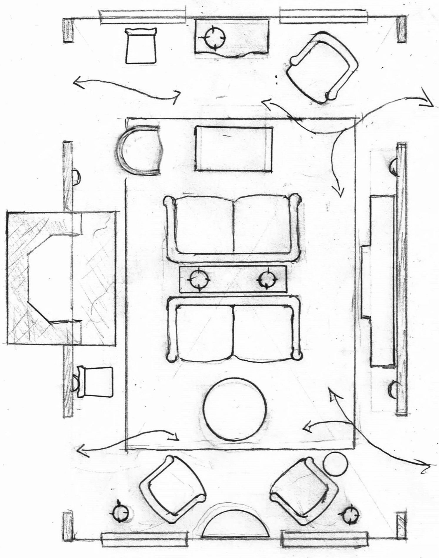 living room layout back to back sofas