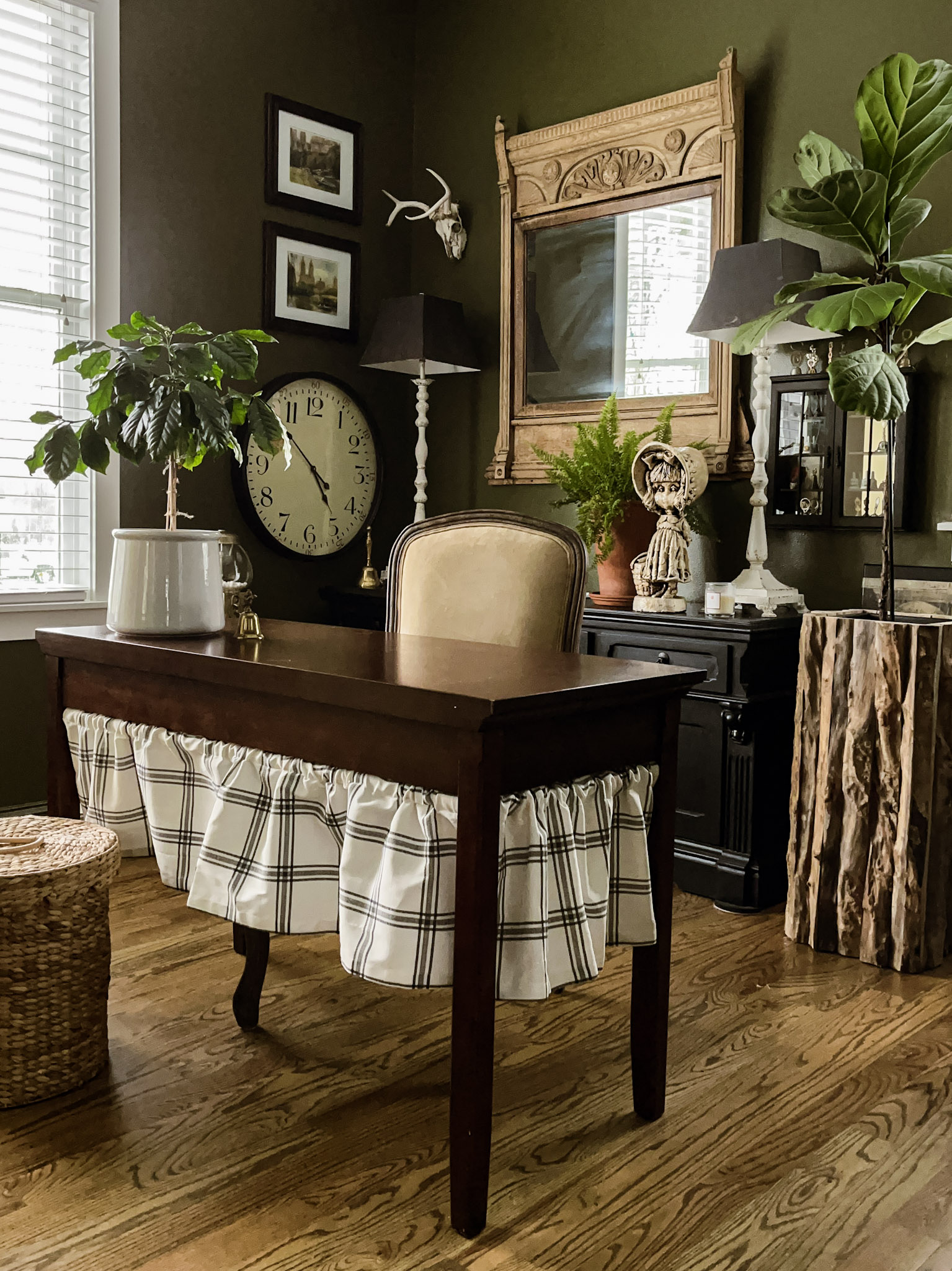 Holly Browning Home - beautiful Benjamin Moore Palmer Green in her office