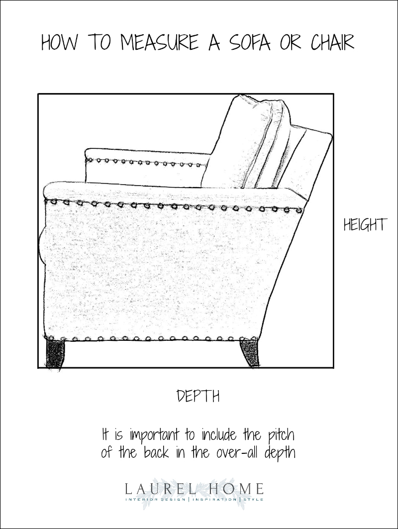 how to measure a sofa or chair - height - depth - living room decorating rules of thumb