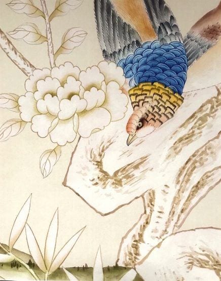 Mural Sources printed Chinoiserie Wallpaper-Anastasia Sand Bedroom redesign