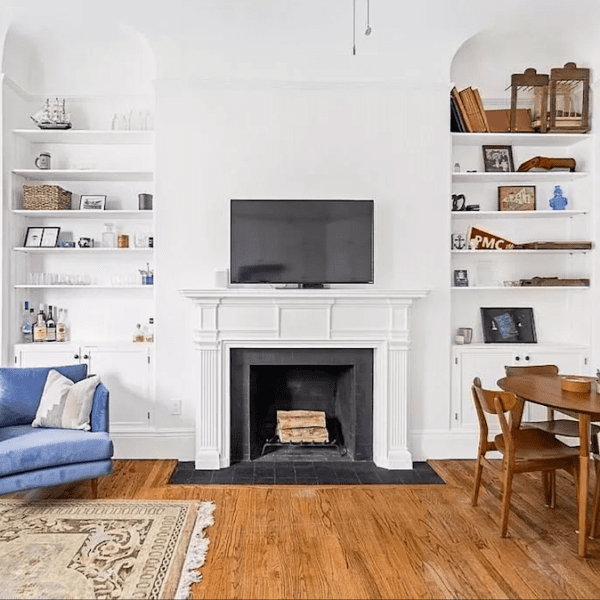 362 Commonwealth - fireplace wall two bedroom apartment, boston, ma