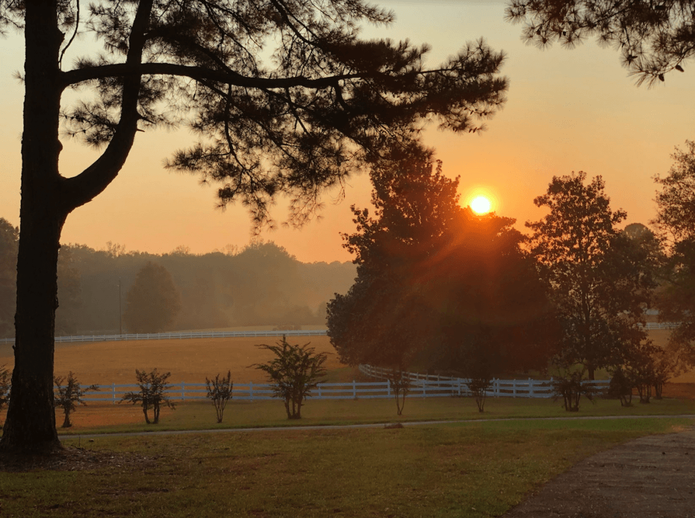 Atlanta Property at Sunset with Paddocks