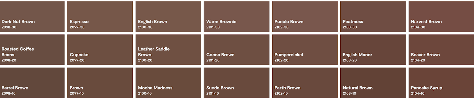 Benjamin Moore Reddish browns