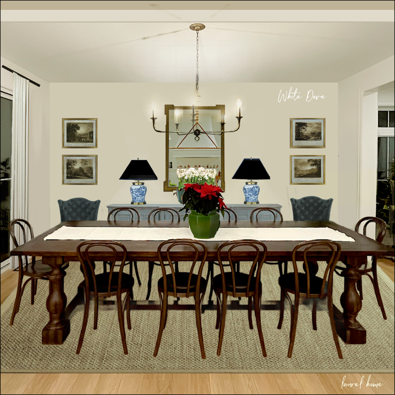 Mel Dining Room White Dove Walls