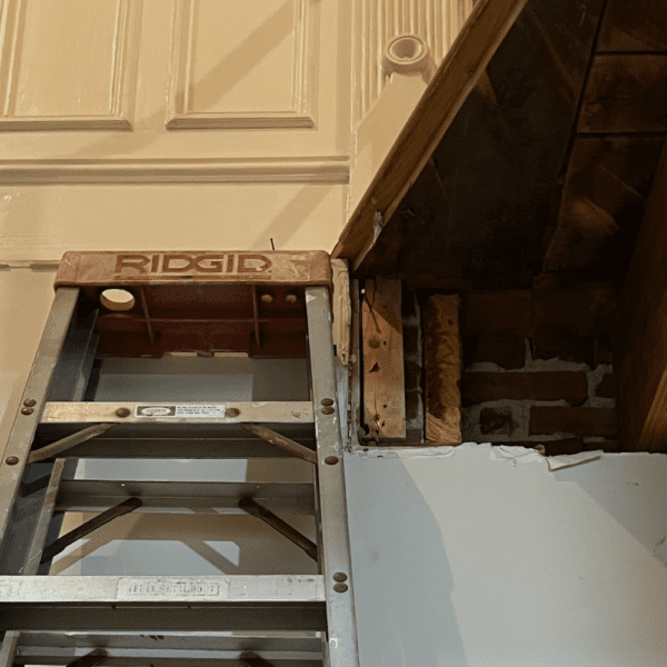 nail marks spot where new stairwell opening ends