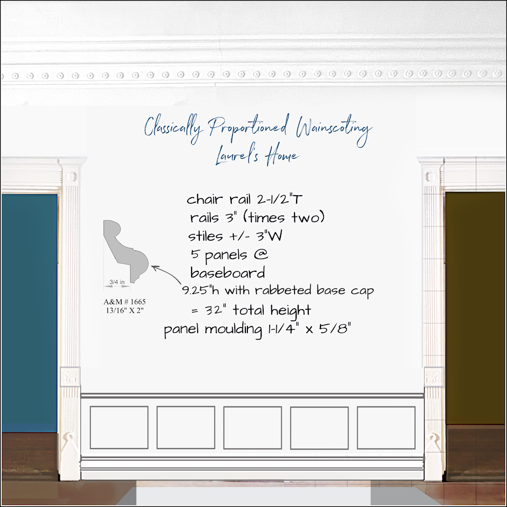 new wainscoting design January 2024 - 32 -33 high