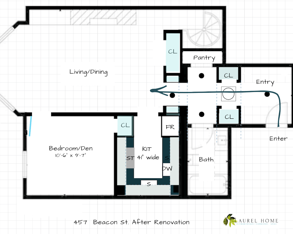 one-bedroom Beacon St after renovation - no furniture