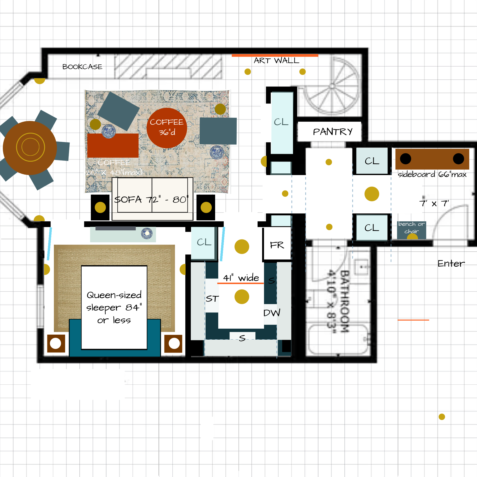 one-bedroom Beacon St furnished with queen sleeper in new bedroom