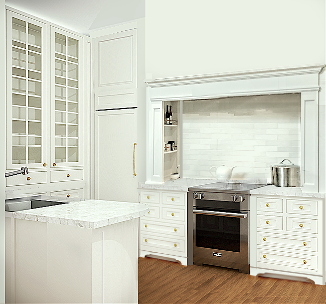 range elevation with Christopher Peacock hood panel moulding missing