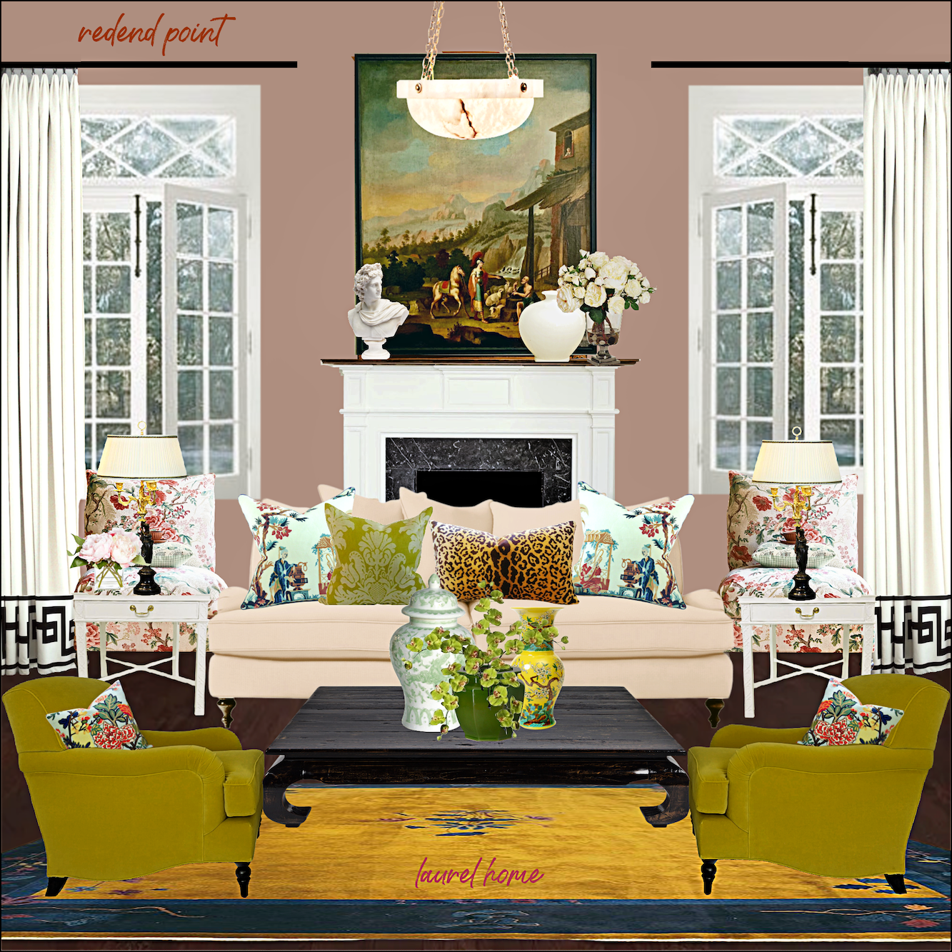 rendend point walls - Chinese Rug - Serena pink linen soa