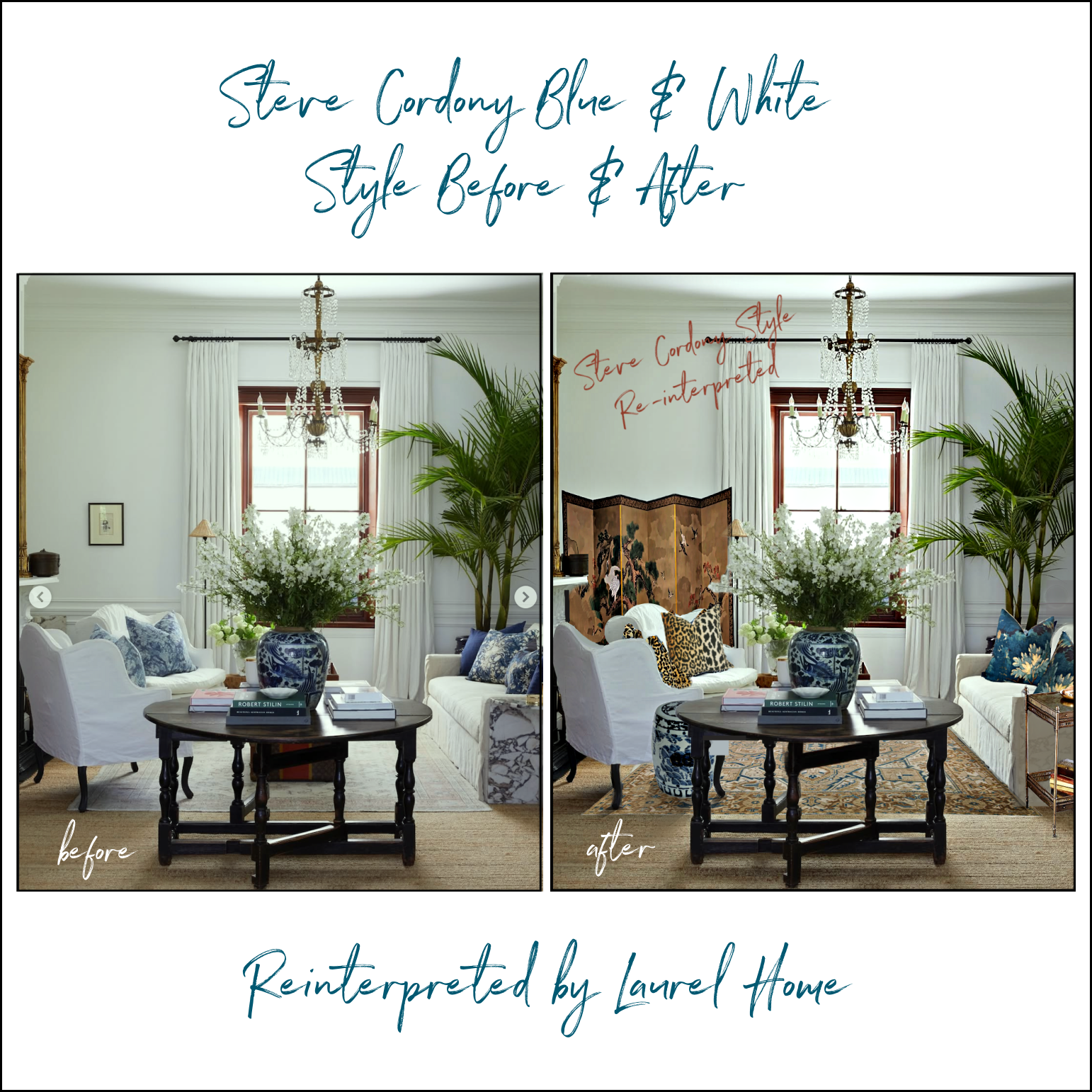 Steve Cordony living room before and after - interior color palette