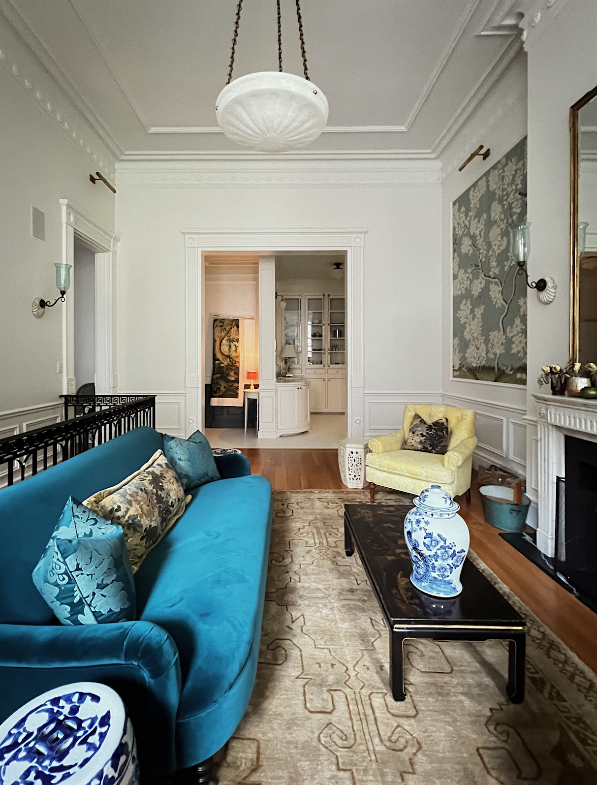 stretched out sofa from lens distortion