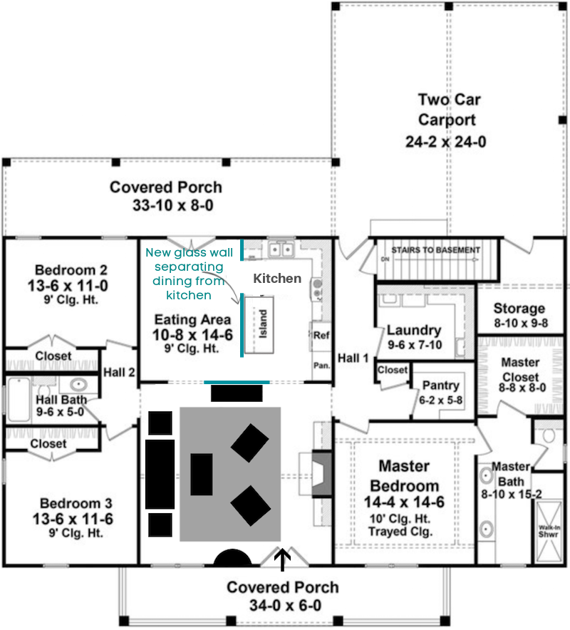 teal walls added-open-concept-floorplan