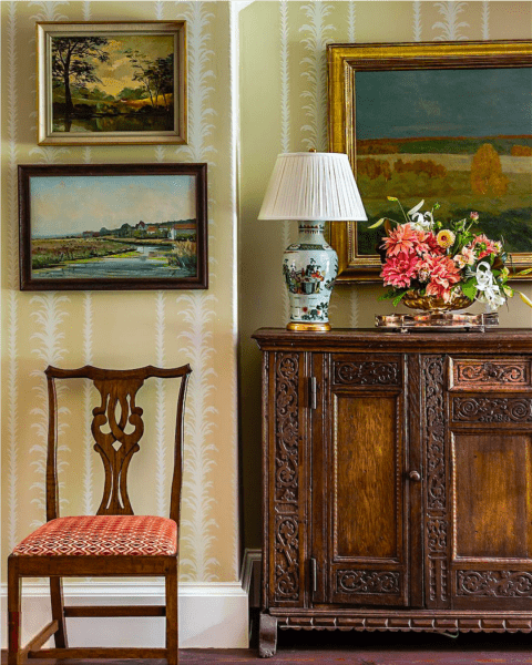 via @jamestfarmer - art wallpaper dining room