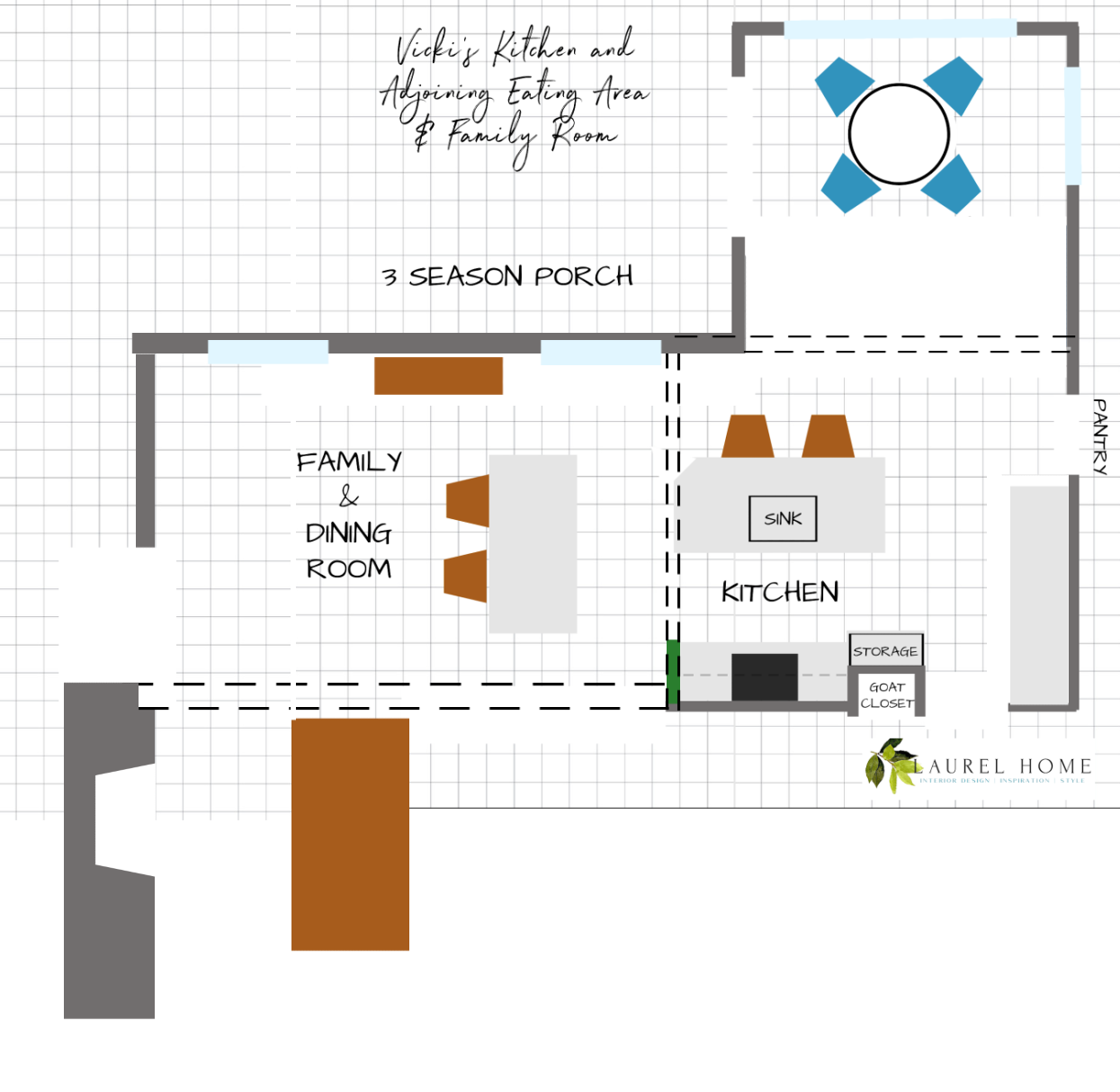 Vicki's dining, family room and kitchen